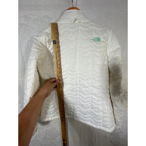 The North Face Puffer Jacket Medium White Mint Green Quilted - Picture 12 of 12